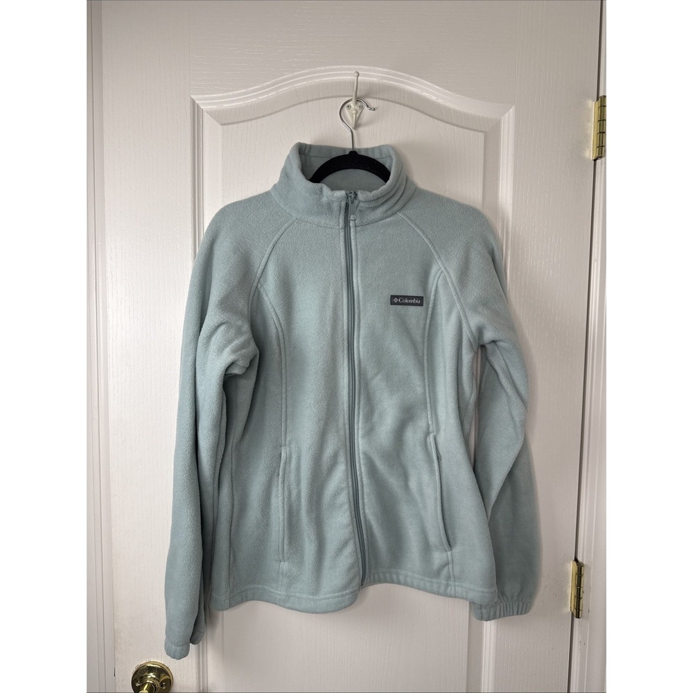 Columbia Fleece Jacket Seafoam Green Soft Mock Neck Full Zip Women's Medium